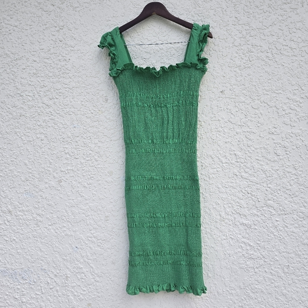 Capulet Smocked Square Neck Midi Dress S - Picture 2 of 8